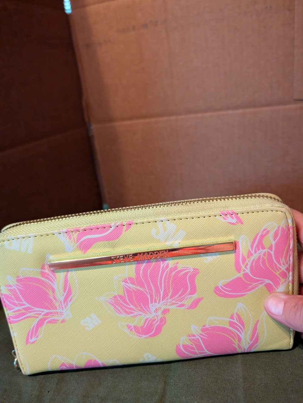 Steve Madden Yellow Floral Zip Wallet